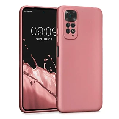 Abbildung von kwmobile Handyhülle kompatibel mit Xiaomi Redmi Note 11 / 11S Hülle weiche Silikon Case metallisch schimmernd in Metallic Rosegold