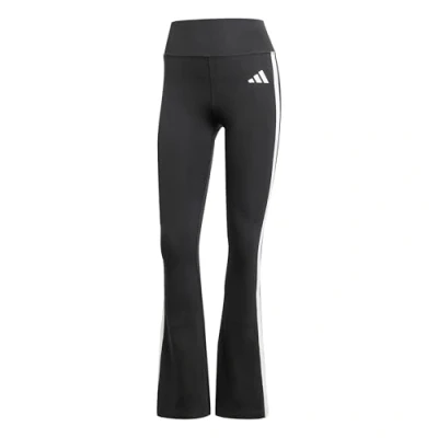 Abbildung von adidas Damen Optime Essentials 3 Stripes Flared Leggings, Black/White, XL