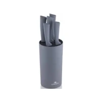 Abbildung von Gerlach Smart Grey Messerblock Messerset Küchenmesserset 5 Messer aus Edelstahl Küchenmesser im Block Kochmesser Brotmesser Gemüsemesser Küche Küchenutensilien Küchenzubehör