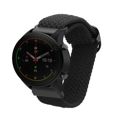 Abbildung von kwmobile Armband kompatibel mit Xiaomi Mi Watch/Mi Watch Color Sport Nylon Fitnesstracker Sportarmband Band in Schwarz Innenmaße von 14 22 cm