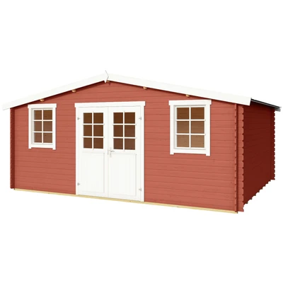 Abbildung von LASITA MAJA Gartenhaus &quot;Wels 5&quot;, Blochbohlenhaus 28mm, Fundamentmass 5100x4000, Schwedenrot