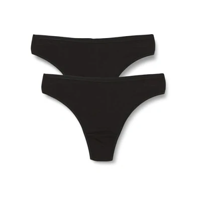 Abbildung von Dagi Women&#039;s Black 2 Pack Low Waist Thong Panty, Black,XS