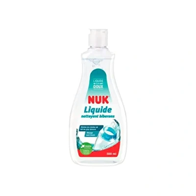 Abbildung von NUK Flaschenreiniger 500 ml Ideal zum Waschen von Flaschen, Sauger und Zubehör ohne Duft pH neutral Flasche aus 100% recycelten Materialien, Clear