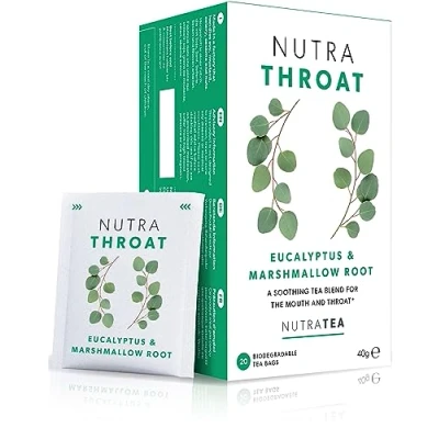 Abbildung von Nutra Tea NUTRATHROAT, Immun &amp; Erkältungstee für Hals Rachen, Hustentee zur Unterstützung des Immunsystems und der Atemwege, 120 wiederverwendbare Teebeutel, Kräutertee mit Kamille Pfefferminze