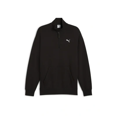 Abbildung von Puma Wardrobe ESS Relaxed Rundhalsshirt MIT Halblangem Reissverschluss Sweatshirt, Herren, Größe: Large, Black