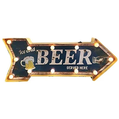 Abbildung von zeitzone Wandleuchte Ice Cold Beer LED Beleuchtung Wegweiser Vintage Leuchtdeko