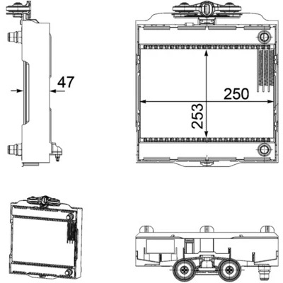 Abbildung von MAHLE ORIGINAL CR 923 000P Kühler, Motorkühlung 250 253 47 Kühlrippen gelötet BMW: 5 Limousine, Touring, GT