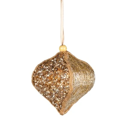 Abbildung von Goldfarbene Pailletten Zwiebel Kugel, 10,5 cm Weihnachtsbaum Hängedekorationen, Festliche dekorative Ornamente, Märchen Thema, Anhänger