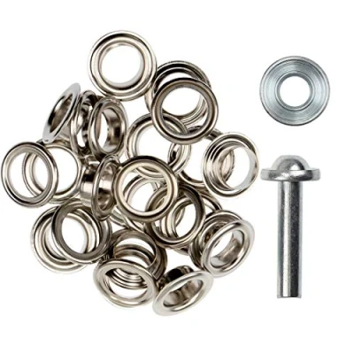 Abbildung von Langlauf Schuhbedarf Ösen mit Scheibe und Werkzeug 4/5/8/11/14mm Silber/schwarz/Gold rostfrei (Silber 11mm)