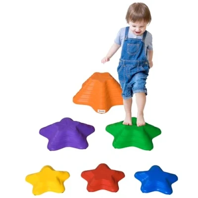 Abbildung von Outsunny Stapelspielzeug Flusssteine, 6 tlg. Balanciersteine bis 80 kg Belastbar, (Balancespiel, 1 tlg), für 3 8 Jahre Kinder, Bunt