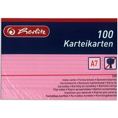 Abbildung von Herlitz 1150507 Karteikarten A5, Weiß, Rosa, A7 / 200 Karten, 100 Stück