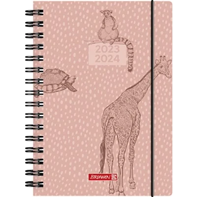 Abbildung von BRUNNEN Schülerkalender „Wild Animals“ 2023/2024 1 Seite = Tag A5 rosa