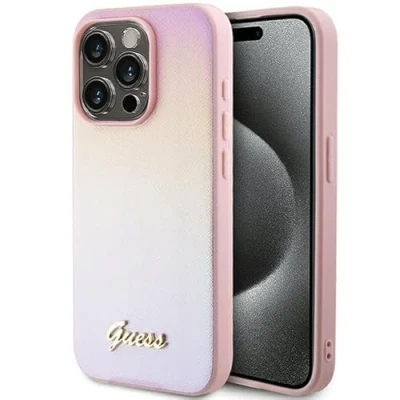 Abbildung von Guess GUHCP15XPSAIRSP Hülle für iPhone 15 Pro Max 6.7&quot; Rosa hardcase Saffiano Iridescent Script