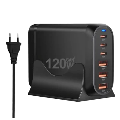 Abbildung von Reagle GaN 120W USB C &amp; A Ladegerät 6 in 1 Schnellladegerät für Laptop, iPhone, MacBook, Tablet Power Delivery 65W, Quick Charge 3.0, Multiport Ladeadapter mit Sicherheitsfunktionen
