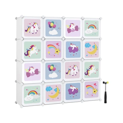 Abbildung von SONGMICS Aufbewahrungsbox Kinderregal, mit 16 Würfeln, 123 x 31 cm