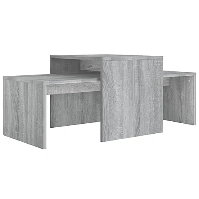 Abbildung von vidaXL Couchtisch Set Beistelltisch Wohnzimmertisch Kaffeetisch Sofatisch Teetisch Tisch Wohnzimmer Grau Sonoma 100x48x40cm Holzwerkstoff