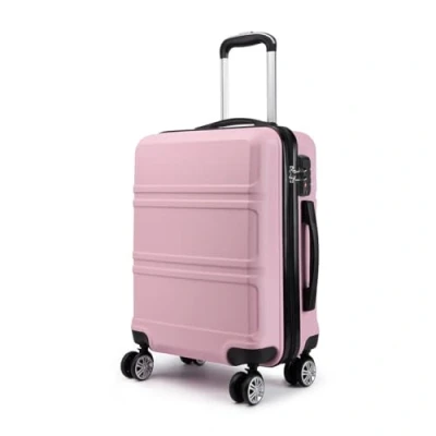 Abbildung von KONO Trolley Handgepäck Koffer Hartschale Leicht 55cm Reisekoffer mit 4 Rollen und TSA Schloss, 55x40x22cm, 39Liter, Zwillingsrollen Rollkoffer, ABS (Pink, M)