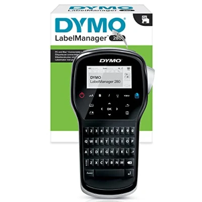 Abbildung von Dymo LabelManager 280 tragbares Etikettiergerät mit QWERTY Tastatur (mit britischem Stecker) Etikettenmaschine
