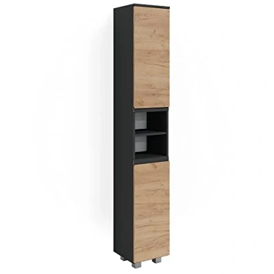 Abbildung von Vicco Hochschrank J Shape, Anthrazit/Eiche, 30 x 190 cm