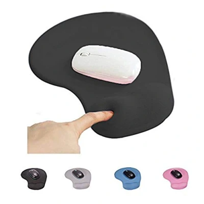 Abbildung von Mauspad mit Handgelenkauflage, Unterseite aus Rutschfestem Gummi, Ergonomisch, Grau / Schwarz Rosa Blau