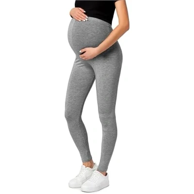 Abbildung von Be Mammy Lange Umstandsleggings aus Baumwolle Leggings für Schwangere Umstands Schwangerschafts Unterhosen mit Hoher Bund Weich und Elastisch BE20 230 (Mittel Melange, 3XL)