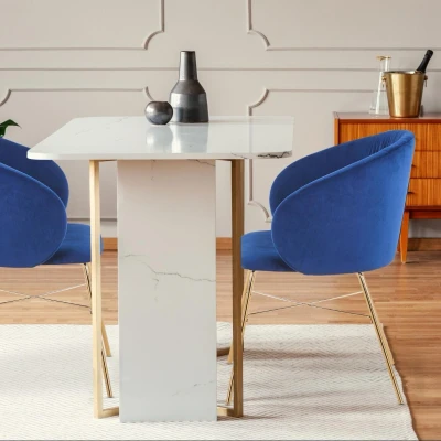 Abbildung von Menzzo Polsterstühle, Metall, Blau, L61 x T59 H80 cm