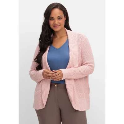 Abbildung von Sheego Strickjacke, Damen, Größe: 46, Rosenquartz