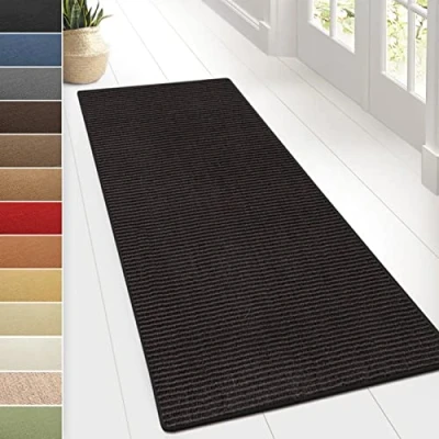 Abbildung von Floordirekt Sisal Teppich Sylt Wohnteppich oder Läufer Hochwertiges Qualitätsprodukt Erhältlich in vielen Farben &amp; Größen Langlebig strapazierfähig (66 x 400 cm, Schwarz)