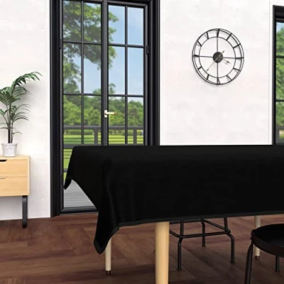 Abbildung von Soleil d&#039;ochre, rechteckige Anti Flecken Tischdecke aus gewaschener Mikrofaser, 160 x 270 cm, Boheme Schwarz