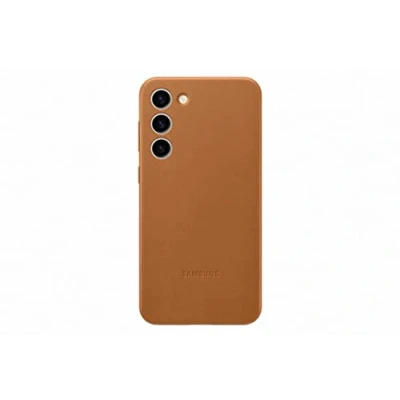 Abbildung von Samsung Leather Smartphone Case EF VS916 für Galaxy S23+, Handy Hülle, Echtleder, Schlankes Design, Camel