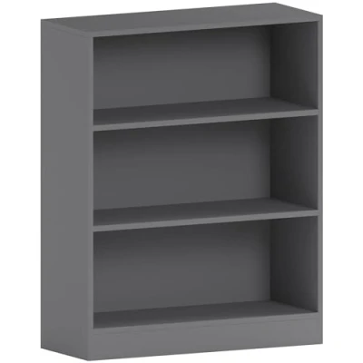 Abbildung von Vida Designs Cambridge Bücherregal, Holz, Grau, 3 Etagen niedrig