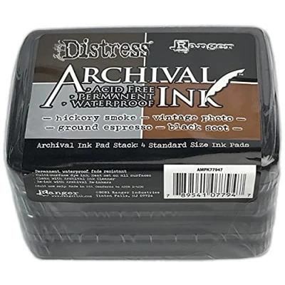 Abbildung von Ranger Distress Archival 4 Pack Basics (Black,Espr,Smoke, Photo) AMPK77947 Tim Holtz (07 21)