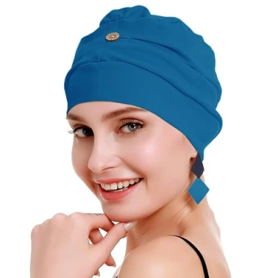 Abbildung von osvyo Baumwoll Chemo Kopfbedeckung für Damen mit Krebs und Haarausfall, Mütze aus Baumwolle, Leichte Kopfbedeckung, Versiegelte Verpackung