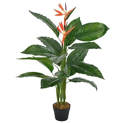 Abbildung von vidaXL Künstliche Pflanze Strelitzia mit Topf Kunstpflanze Kunstblume Dekoblume Dekopflanze Zimmerpflanze Topfpflanze Büropflanze Deko Rot 100cm