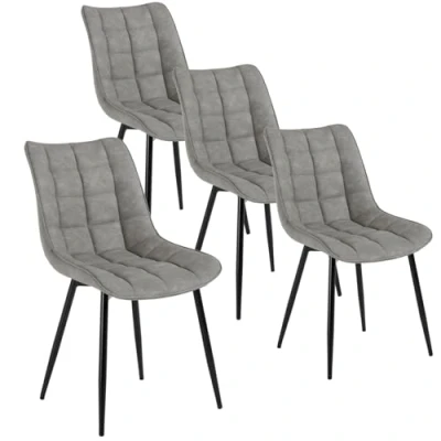 Abbildung von WOLTU 4 x Esszimmerstühle 4er Set Esszimmerstuhl Küchenstuhl Polsterstuhl Design Stuhl mit Rückenlehne, Sitzfläche aus Kunstleder, Gestell Metall, Grau, BH207gr