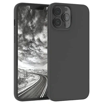 Abbildung von EAZY CASE Premium Silikon Handyhülle kompatibel mit iPhone 13 Pro Max, Slimcover Kameraschutz und Innenfutter, Silikonhülle, Schutzhülle, Bumper, Handy Case, Hülle, Softcase, Anthrazit