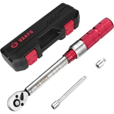 Abbildung von VANPO Drehmomentschlüssel 1/4 Zoll, 3 25 Nm Drehmomentschlüssel Fahrrad &amp; Motorrad Set, ± 3% Fehlergenauigkeit mit Verlängerungsstange 10 cm, 3/8 &quot;Adapter, 72 Zähne Wende Ratschenkopf Click