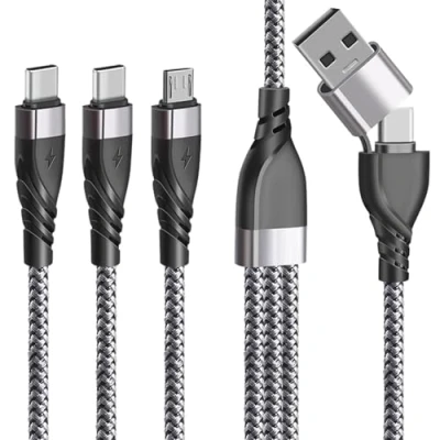 Abbildung von Unillous Multi USB Kabel, Universal Ladekabel 5 in 1 Schnellladekabel [1.2 M] mit 2 Typ C und Micro Mehrfach Anschlüsse, für iP 16 15 Android Galaxy 1.2 M