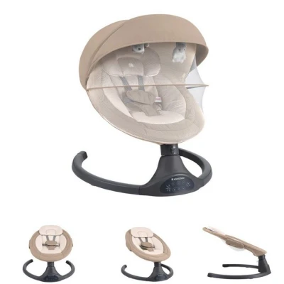 Abbildung von Kikka Boo Codie Babywippe, Elektrische Schaukel, Schaukelstuhl bis zu 9 kg, 5 Schwinggeschwindigkeiten, Bluetooth, Lehnenversteller, 10 Melodien, Beige
