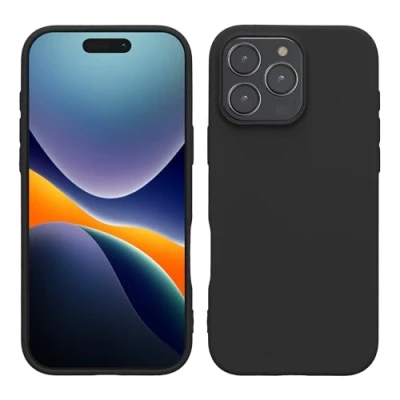 Abbildung von kwmobile Hülle kompatibel mit Apple iPhone 16 Pro Max weiches TPU Silikon Case Cover geeignet für kabelloses Laden Schwarz matt