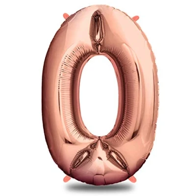 Abbildung von envami® Folienballon Zahl Geburtstagsdeko Rosegold 100cm Deko zum Geburtstag Luftballon Zahlen Dekoration Happy Birthday Mädchen Fliegt mit Helium (Zahl 0)