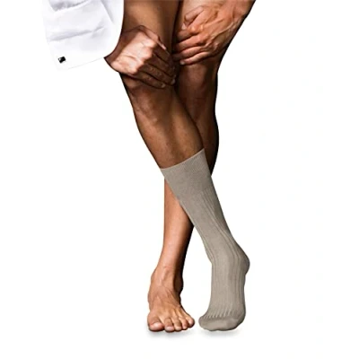 Abbildung von FALKE Herren Socken No. 10 M SO Pure Fil d&#039;Écosse Baumwolle einfarbig 1 Paar, Beige (Wheat Melange 4087), 43 44