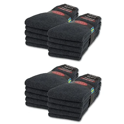 Abbildung von sockenkauf24 10 20 30 Paar Sportsocken Tennissocken Arbeitssocken Herren &amp; Damen Socken Baumwolle (43 46, Anthrazit)