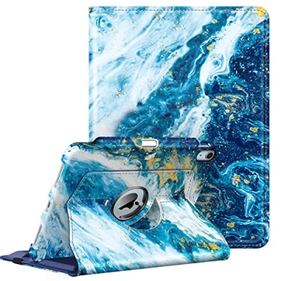 Abbildung von Fintie Hülle für iPad Air 11 Zoll 2024, 5. Generation 2022 / 4 2020 10.9 mit Pencil Halter 360 Grad verstellbare Schutzhülle Cover Standfunktion, Meeresblau