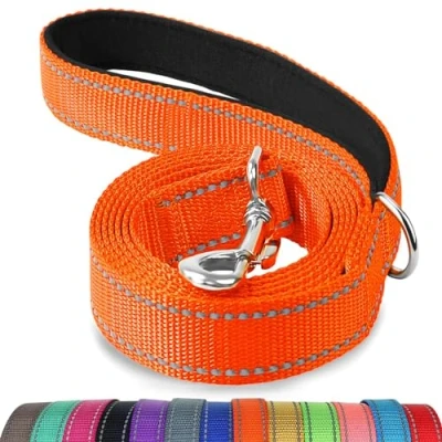 Abbildung von Joytale Hundeleine Kleine Hunde Leicht, Doppelseitig Reflektierende Leine Hund aus Nylon mit Gepolstertem Griff, 1,2m x 2cm, Orange