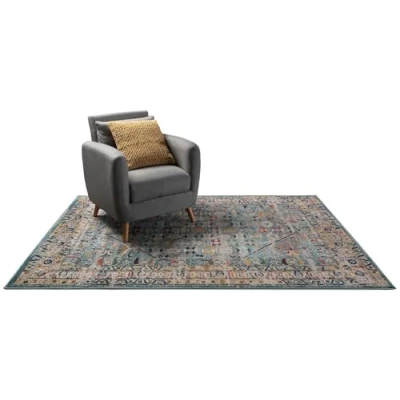 Abbildung von benuta Vintage Teppich CASA Blau 200 x 290 cm für Wohnzimmer, Schlafzimmer und Flur Pflegeleicht Fußbodenheizung Geeignet