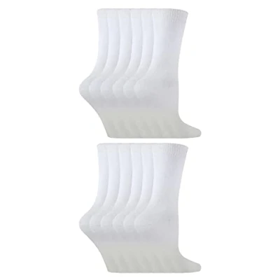 Abbildung von 12 Pair Pack Kinder Bambus Socken Sock Snob Atmungsaktiv Farbig Sommer für Mädchen &amp; Jungen (30 36, Weiß)