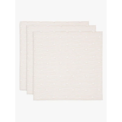 Abbildung von Jollein Musselin Tuch Baby Miffy Stripe, Biscuit 3er Pack 70x70cm 100% Baumwolle Oeko TEX Zertifiziert Spucktuch Hellbraun mit Streifen