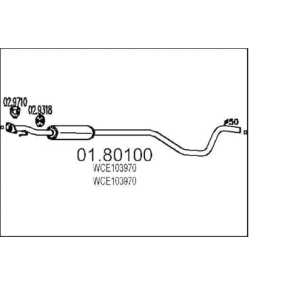 Abbildung von MTS 01.80100 Mittelschalldämpfer 1950 LAND ROVER: Freelander I SUV, SUV Cabrio