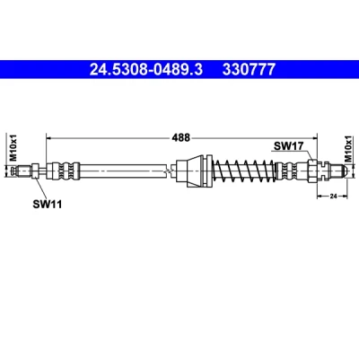 Abbildung von ATE 24.5308 0489.3 Bremsschläuche 488 FORD: KA Schrägheck
